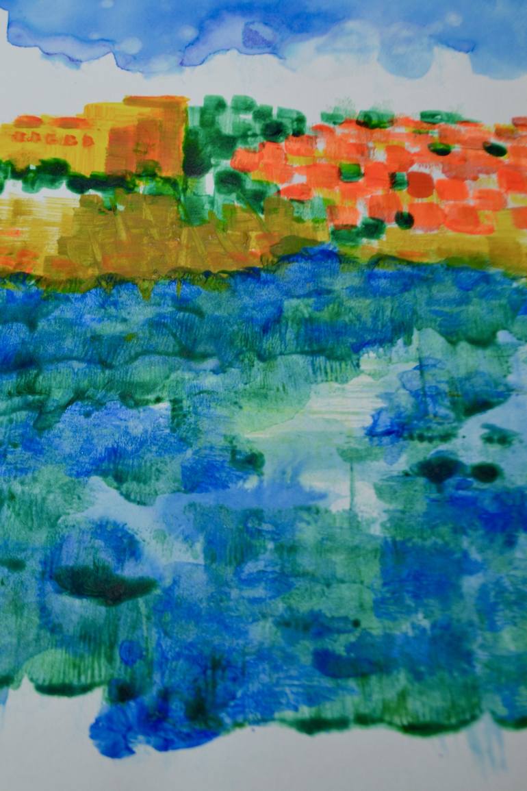 Original Abstract Seascape Painting by Yumi Kudo