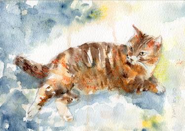 Original Figurative Cats Paintings by Yumi Kudo