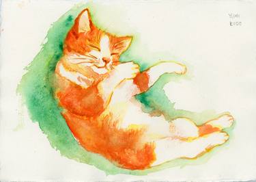 Print of Figurative Cats Paintings by Yumi Kudo