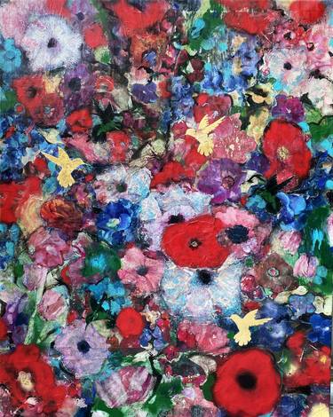 Print of Expressionism Floral Mixed Media by KATHY KISSIK