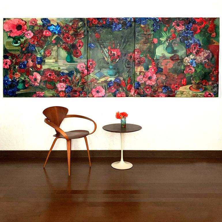 Original Abstract Expressionism Floral Painting by KATHY KISSIK