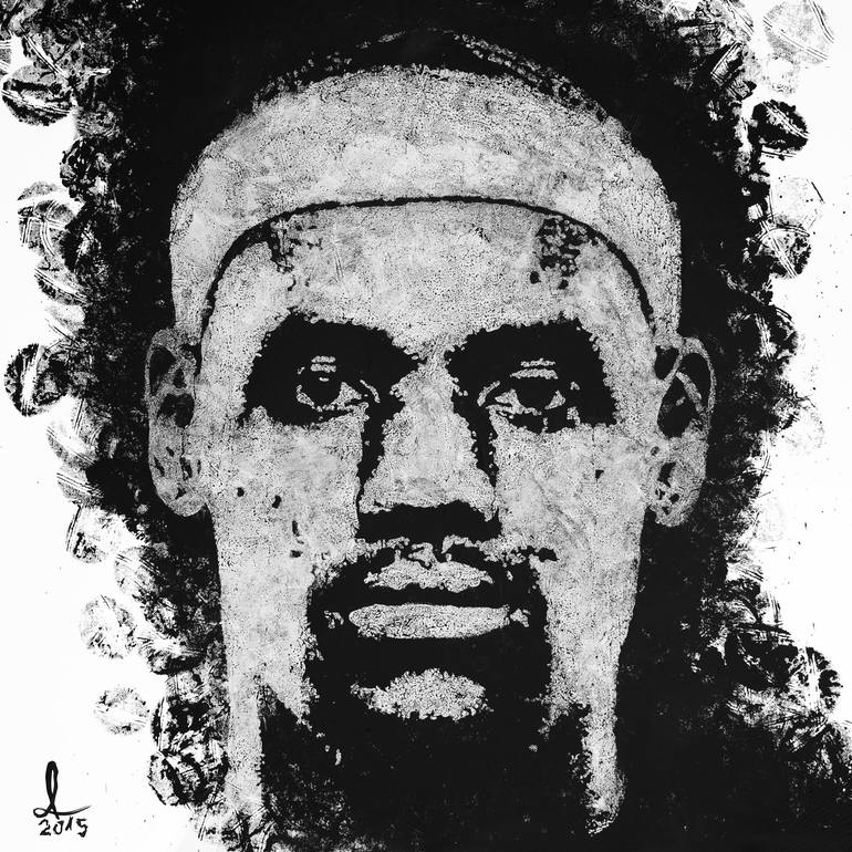 lebron james portrait black and white