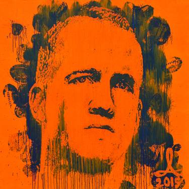 Peyton Manning portrait painted with football thumb