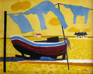 Original Modern Beach Paintings by Lesley Giles