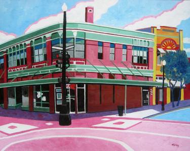 Original Art Deco Cities Paintings by Lesley Giles