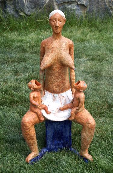 Original Figurative Family Sculpture by Hanna Kyselova