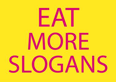 Eat More Slogans Pink on Yellow thumb