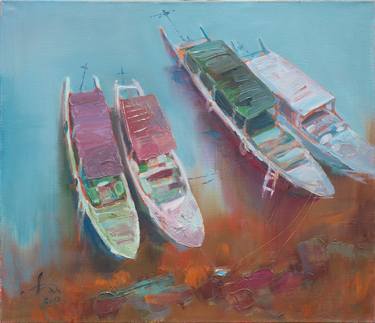 Print of Impressionism Boat Paintings by Hanna Davydchenko