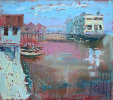 Original Impressionism Boat Paintings by Hanna Davydchenko