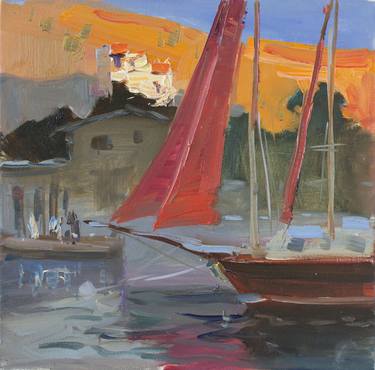 Print of Fine Art Sailboat Paintings by Hanna Davydchenko