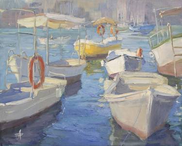 Print of Impressionism Boat Paintings by Hanna Davydchenko