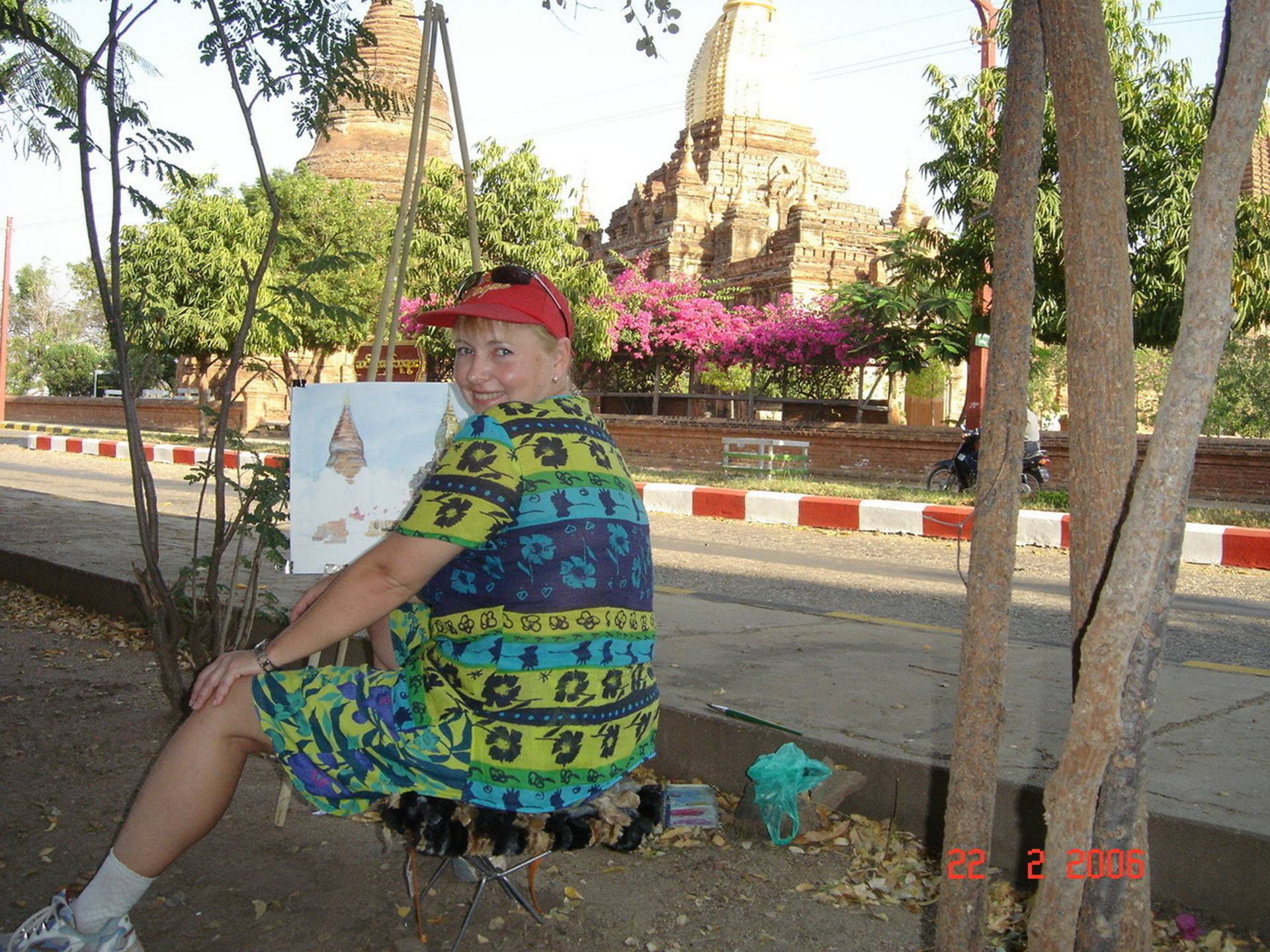 25920060 Burma. Bagan. Ancient pagodas Painting by Hanna 