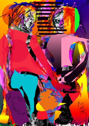 Original Abstract Expressionism People Digital by Vanda Parker