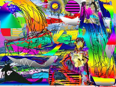 Print of Abstract Expressionism Beach Digital by Vanda Parker