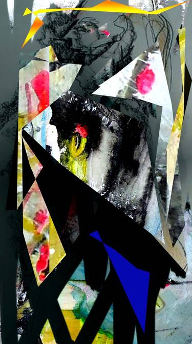 Original Abstract Expressionism Men Mixed Media by Vanda Parker