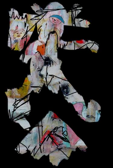 Original Abstract Expressionism Humor Mixed Media by Vanda Parker