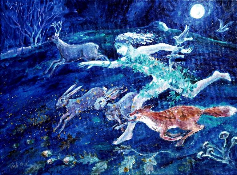 She Ran With The Hunted Painting by Trudi Doyle | Saatchi Art