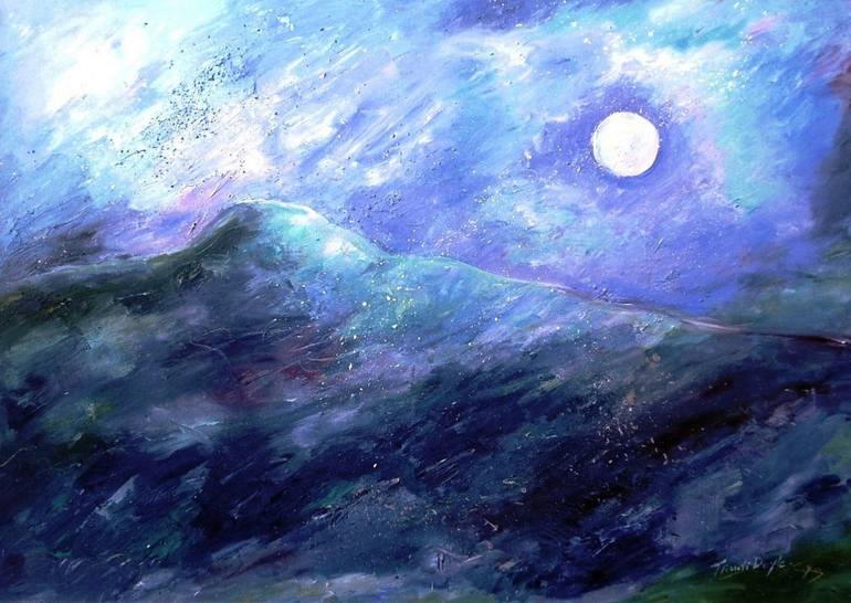 Full Moon over Eagle Hill Painting by Trudi Doyle | Saatchi Art