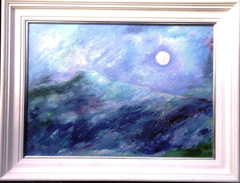 Full Moon over Eagle Hill Painting by Trudi Doyle | Saatchi Art