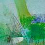 Thick surface with lots of collage and texture. Acrylic, charcoal, vintage collage material, crayon and ink on thick gallery wrapped canvas. Sides are painted a soft warm gray. Hanging wire included. Signed, dated and titled on the back. Ready to hang!