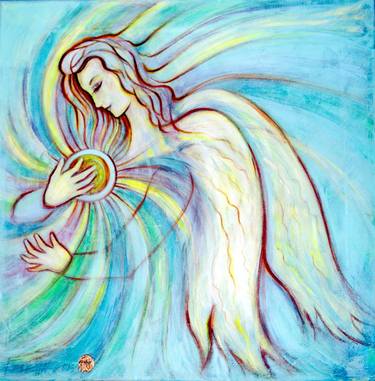 LOVE - original painting, office art, wall decor, home decor, gift idea, angel, love thumb