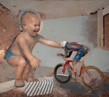 Bambino con ciclista II thumb