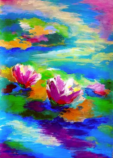 La Femme / Lotus flowers blue abstract water lily pond thumb