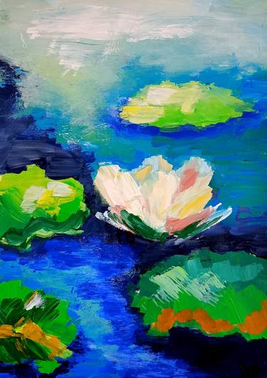 White Lotus / Lotus flowers in the pond / Monet water lilies thumb