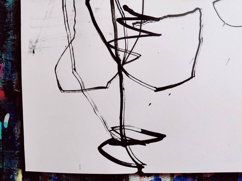 Original Abstract Expressionism Language Drawing by Anna Eckert