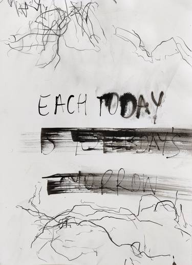 Original Abstract Expressionism Language Drawings by Anna Eckert