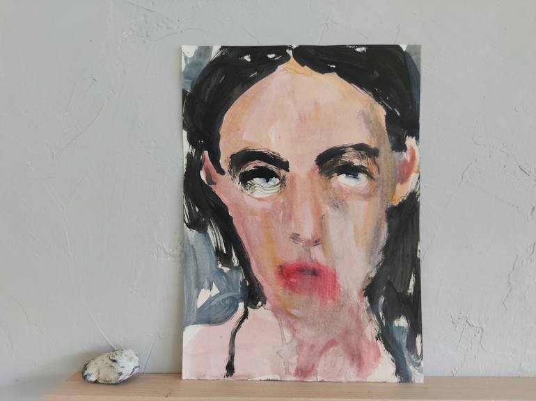 Original Expressionism Portrait Painting by Anna Eckert