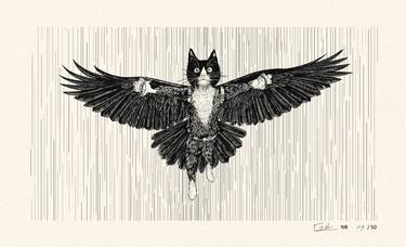 Original Black & White Cats Printmaking by Paul Börchers