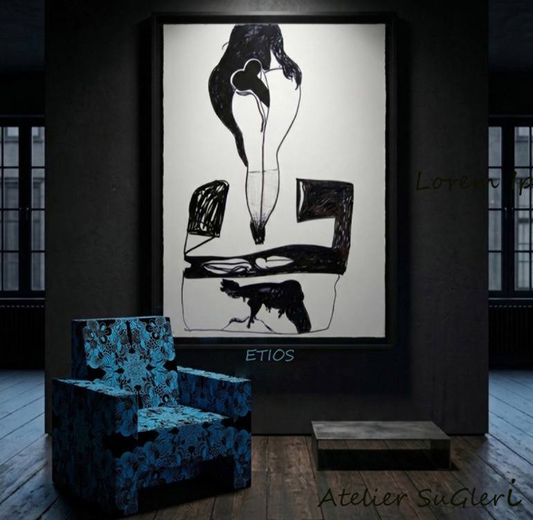 Original Expressionism Nude Drawing by Etios Rezis