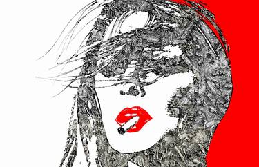 Saatchi Art Artist Oliver Fauser; Mixed Media, “The Digital  Series Of Women No. 5, Brigitte Bardot cig1 - Limited Edition 1 of 7” #art