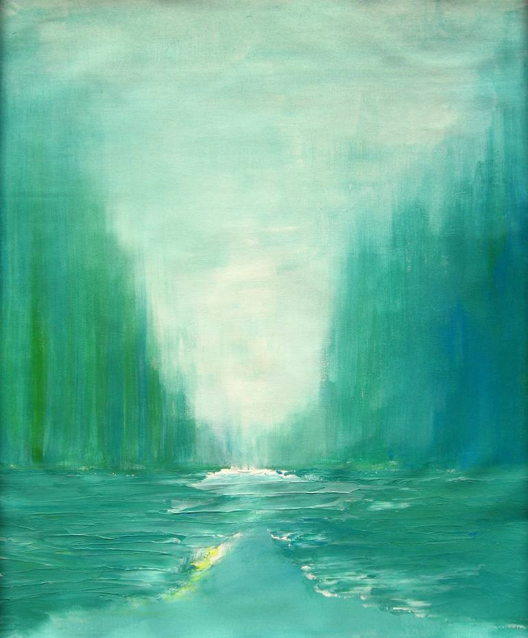 blue green abstract paintings