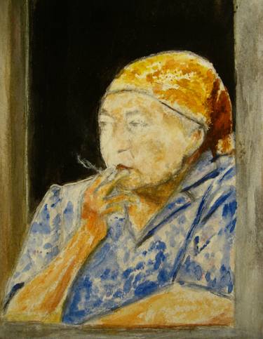 Old Lady Smoking Lost In Thought thumb