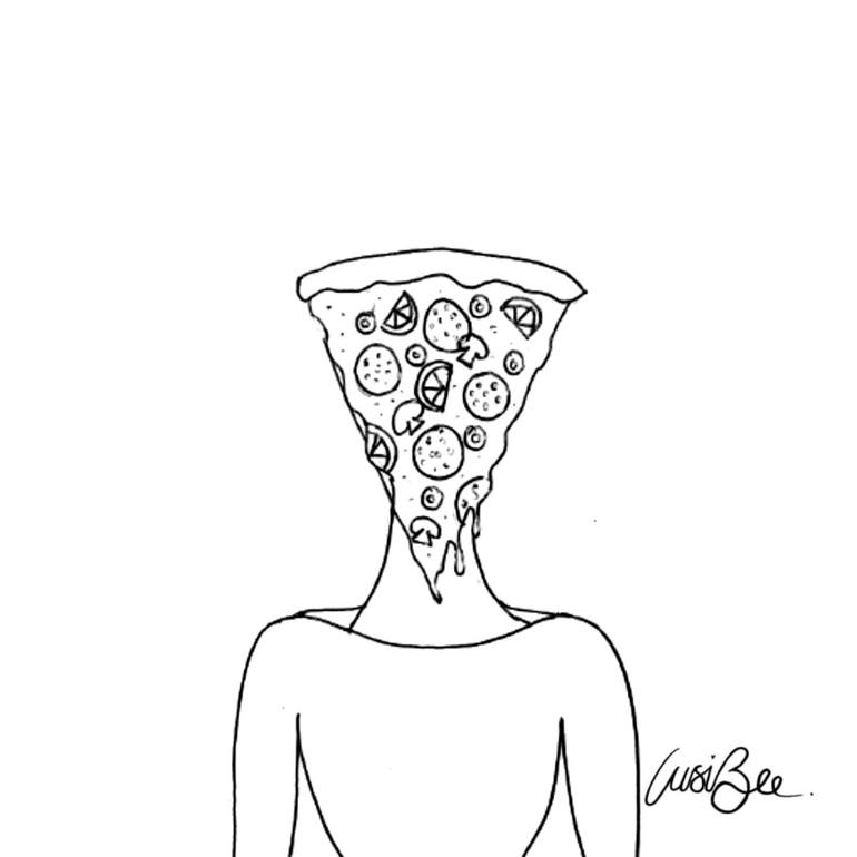 Pizza Face Drawing by Lusi Bee Saatchi Art