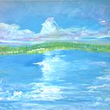 Whipped Cream Clouds over lake by Susan Anne Russell
