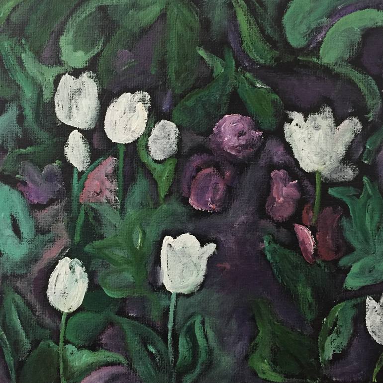 white tulip and purple tulip Painting by Xinxin Xu | Saatchi Art
