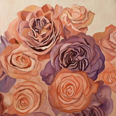 Original Art Deco Floral Paintings by Xinxin Xu