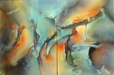 Original Abstract Expressionism Fantasy Paintings by Aude Sarkozi