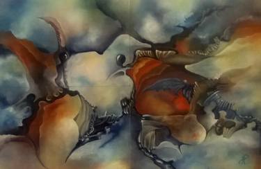 Original Abstract Expressionism Fantasy Painting by Aude Sarkozi