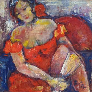 Carmen, flamenco dancer in a red dress on the beach - Renate van Nijen thumb