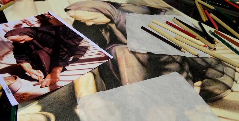 Original Figurative People Drawing by Xrista Stavrou