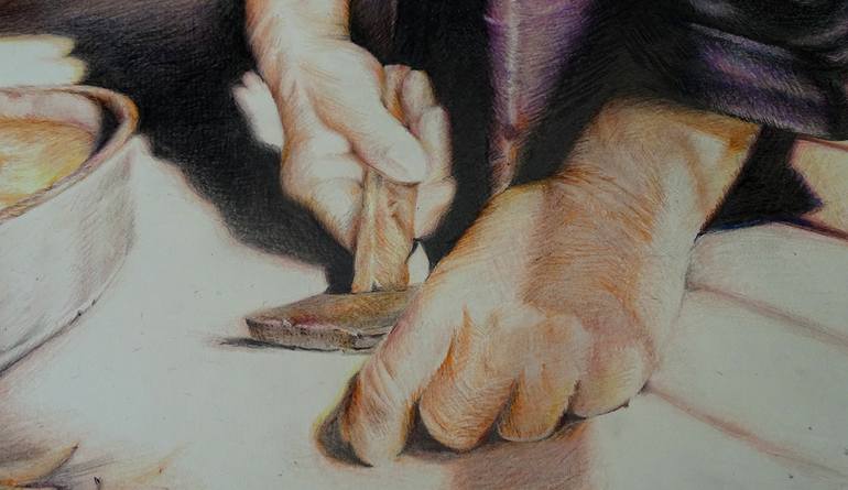 Original Figurative People Drawing by Xrista Stavrou