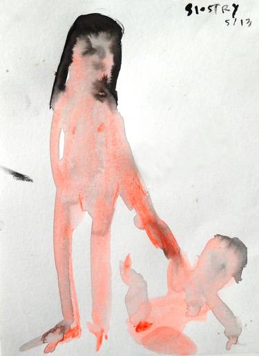 Original Expressionism Nude Drawings by Ewa Okolowicz