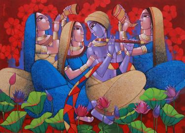 Original Love Painting by Sekhar Roy