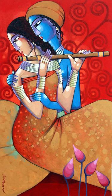 Original Art Deco Love Paintings by Sekhar Roy