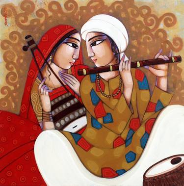 Original Art Deco Music Paintings by Sekhar Roy