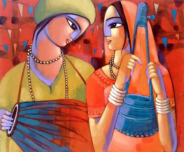 Print of Art Deco Love Paintings by Sekhar Roy